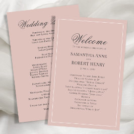 Blush Pink Script Custom Wedding Program
