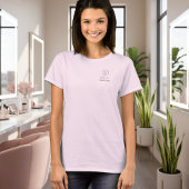 Blush Pink Script Employee Name Makeup Studio Logo T-Shirt