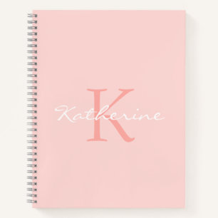 Blush Pink Script Girly Chic Monogram Name Notizblock