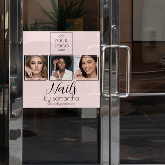 Blush Pink Script Logo 3 Foto Nagelstudio Fensteraufkleber