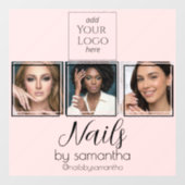 Blush Pink Script Logo 3 Foto Nagelstudio Fensteraufkleber (Blatt)