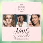 Blush Pink Script Logo 3 Foto Nagelstudio Fensteraufkleber (Blatt 3)