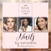 Blush Pink Script Logo 3 Foto Nagelstudio Fensteraufkleber (Blatt 2)