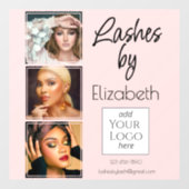Blush Pink Script Logo 3 Photo Lash Tech Business Fensteraufkleber (Blatt)