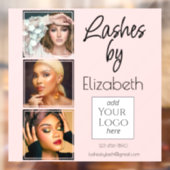 Blush Pink Script Logo 3 Photo Lash Tech Business Fensteraufkleber (Blatt 2)