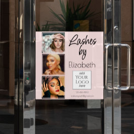 Blush Pink Script Logo 3 Photo Lash Tech Business Fensteraufkleber