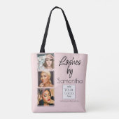 Blush Pink Script Logo 3 Photo Lash Tech Business Tasche (Rückseite)