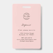 Blush Pink Script Logo Employee ID Photo Makeup Ausweis (Rückseite)
