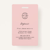 Blush Pink Script Logo Employee ID Photo Makeup Ausweis (Rückseite)