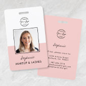Blush Pink Script Logo Employee Photo ID Makeup Ausweis