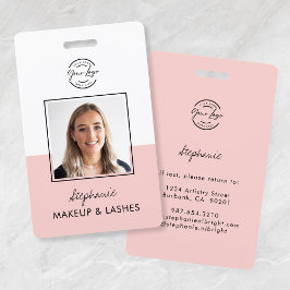 Blush Pink Script Logo Employee Photo ID Makeup Ausweis