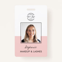Blush Pink Script Logo Employee Photo ID Makeup Ausweis