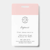 Blush Pink Script Logo Employee Photo Makeup Ausweis (Back)