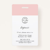 Blush Pink Script Logo Employee Photo Makeup Ausweis (Rückseite)