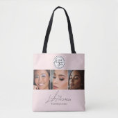 Blush Pink Script Logo Foto Lashes Studio  Tasche (Vorderseite)