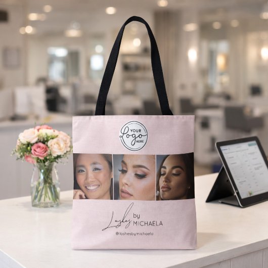 Blush Pink Script Logo Foto Lashes Studio  Tasche