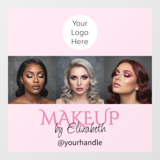 Blush Pink Script Logo Foto Makeup Studio Fensteraufkleber (Blatt)