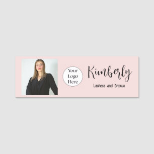 Blush Pink Script Logo Foto Wimpernkünstlerin Namensschild