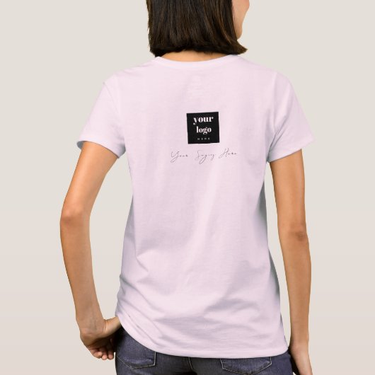 Blush Pink Script Logo Makeup Staff T-Shirt (Rückseite)