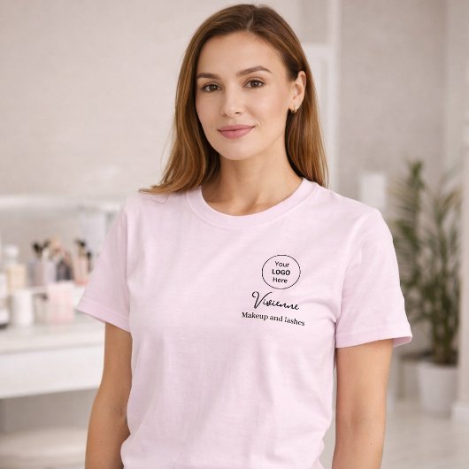 Blush Pink Script Logo Makeup Staff T-Shirt