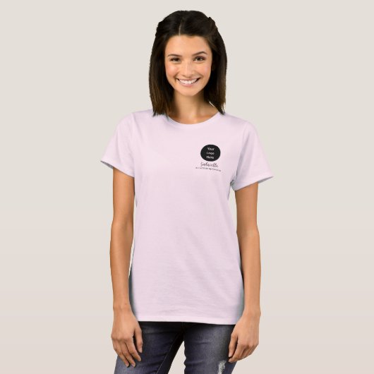 Blush Pink Script Logo Makeup Staff T-Shirt (Vorne ganz)