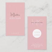 Blush Pink Script Logo Modern Visitenkarte (Vorne/Hinten)