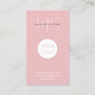 Blush Pink Script Logo Modern Visitenkarte