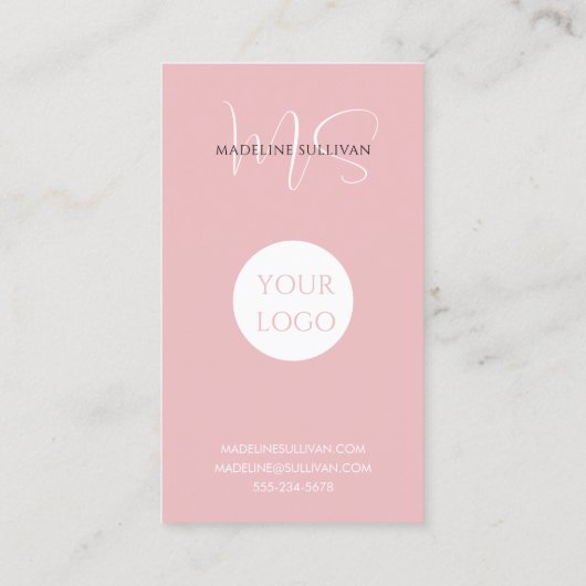 Blush Pink Script Logo Modern Visitenkarte (Rückseite)