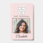 Blush Pink Script Logo Photo Lash Ausweis (Vorderseite)