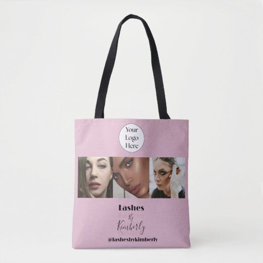 Blush Pink Script Logo Photo Lash Studio Tasche (Vorderseite)