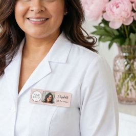 Blush Pink Script Logo Photo Lash Tech Namenschild