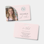 Blush Pink Script Logo Photo Lash Technician Ausweis (Vorder- & Rückseite)