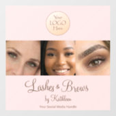 Blush Pink Script Logo Photo Lashes Brows Studio Fensteraufkleber (Blatt)