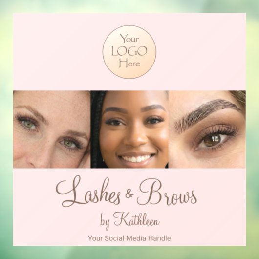 Blush Pink Script Logo Photo Lashes Brows Studio Fensteraufkleber (Blatt 3)