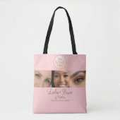 Blush Pink Script Logo Photo Lashes Brows Studio Tasche (Vorderseite)