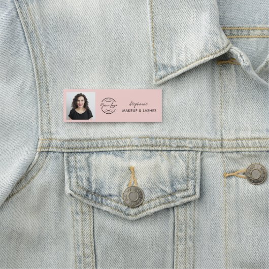 Blush Pink Script Logo Photo Lashes Namensschild (Beispiel)