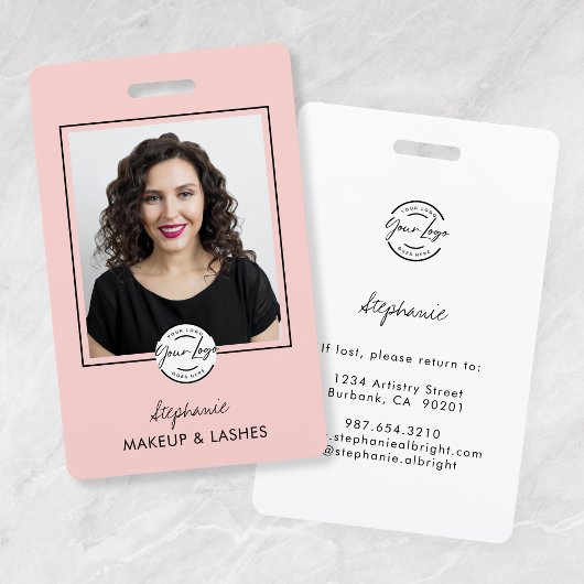 Blush Pink Script Logo Photo Lashes Studio Ausweis