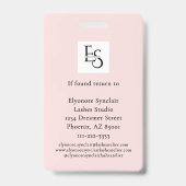 Blush Pink Script Logo Photo Lashes Studio Ausweis (Rückseite)