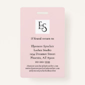 Blush Pink Script Logo Photo Lashes Studio Ausweis (Rückseite)