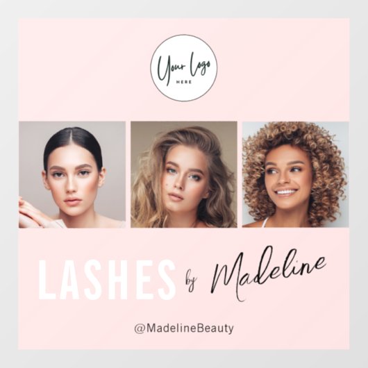 Blush Pink Script Logo Photo Lashes Studio Fensteraufkleber (Blatt)