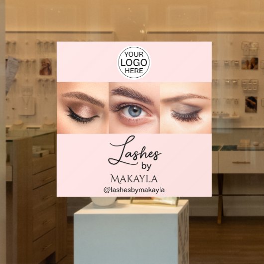 Blush Pink Script Logo Photo Lashes Studio Fensteraufkleber