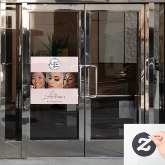 Blush Pink Script Logo Photo Lashes Studio  Fensteraufkleber (Büro Tür)