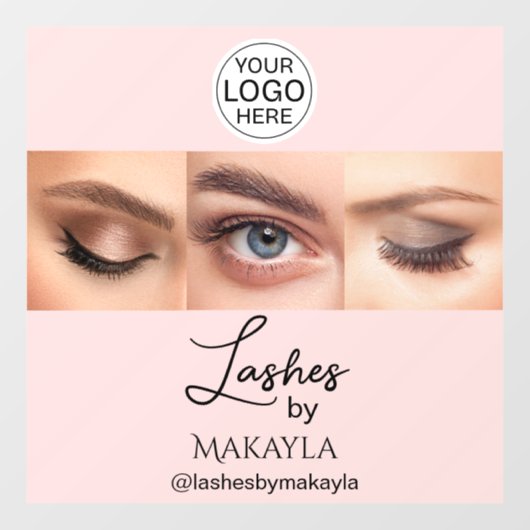 Blush Pink Script Logo Photo Lashes Studio Fensteraufkleber (Blatt)