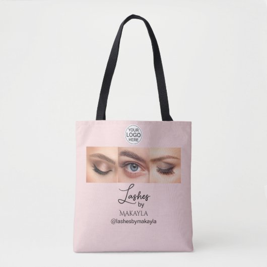 Blush Pink Script Logo Photo Lashes Studio Tasche (Vorderseite)
