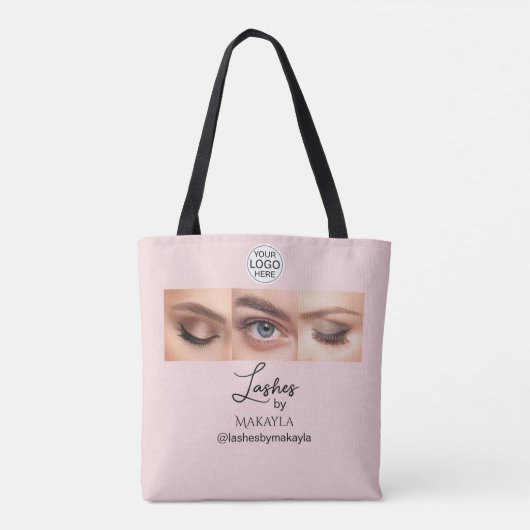 Blush Pink Script Logo Photo Lashes Studio Tasche (Rückseite)