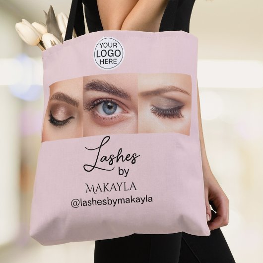 Blush Pink Script Logo Photo Lashes Studio Tasche
