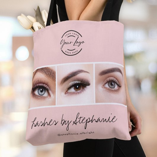 Blush Pink Script Logo Photo Lashes Studio Tasche