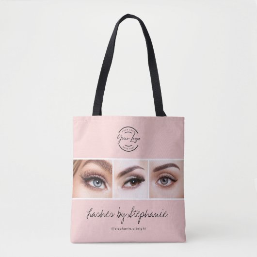 Blush Pink Script Logo Photo Lashes Studio Tasche (Vorderseite)