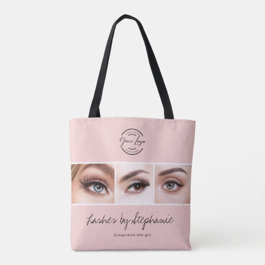 Blush Pink Script Logo Photo Lashes Studio Tasche (Rückseite)