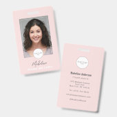 Blush Pink Script Logo Photo Makeup Ausweis (Vorder- & Rückseite)